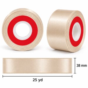Cinta de Raso Beige 38 mm x 25 yd Cinta de raso beige de 38 mm x 25 yd con medidas estilo El Rincón de la Icha