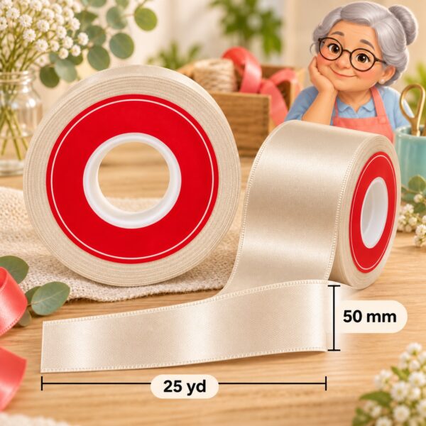 Cinta de raso beige de 50 mm x 25 yd estilo El Rincón de la Icha