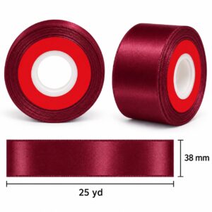 Cinta de Raso Burdeo 38 mm x 25 yd Cinta de raso burdeo de 38 mm x 25 yd con medidas estilo El Rincón de la Icha