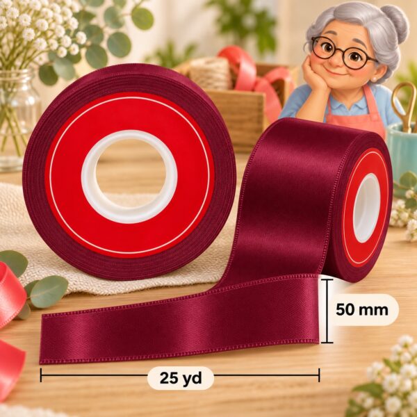 Cinta de Raso Burdeo 50 mm x 25 yd Cinta de raso burdeo de 50 mm x 25 yd estilo El Rincón de la Icha