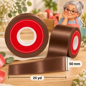 Cinta de Raso Café 50 mm x 25 yd Cinta de raso café de 50 mm x 25 yd estilo El Rincón de la Icha