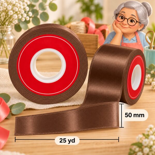 Cinta de Raso Café 50 mm x 25 yd Cinta de raso café de 50 mm x 25 yd estilo El Rincón de la Icha