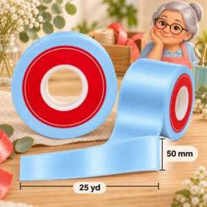 Cinta de Raso Celeste 50 mm x 25 yd Cinta de raso celeste de 50 mm x 25 yd estilo El Rincón de la Icha