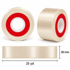 Cinta de Raso Champaña 38 mm x 25 yd Cinta de raso champaña de 38 mm x 25 yd con medidas estilo El Rincón de la Icha