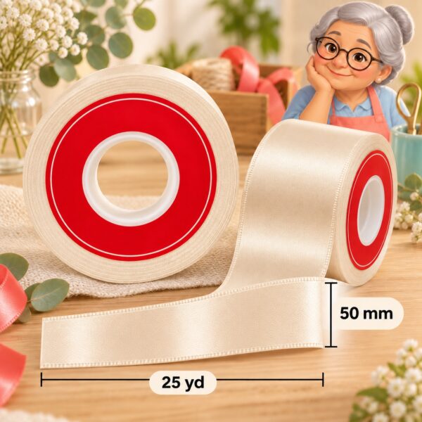 Cinta de Raso Champaña 50 mm x 25 yd Cinta de raso champaña de 50 mm x 25 yd estilo El Rincón de la Icha