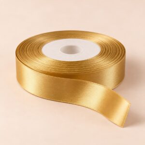 Cinta de Raso Dorada 25 mm x 25 yd Cinta de raso dorada de 25 mm x 25 yd estilo El Rincón de la Icha