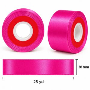 Cinta de Raso Fucsia 38 mm x 25 yd Cinta de raso fucsia de 38 mm x 25 yd con medidas estilo El Rincón de la Icha