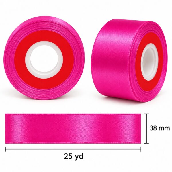 Cinta de Raso Fucsia 38 mm x 25 yd Cinta de raso fucsia de 38 mm x 25 yd con medidas estilo El Rincón de la Icha