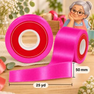 Cinta de Raso Fucsia 50 mm x 25 yd Cinta de raso fucsia de 50 mm x 25 yd estilo El Rincón de la Icha