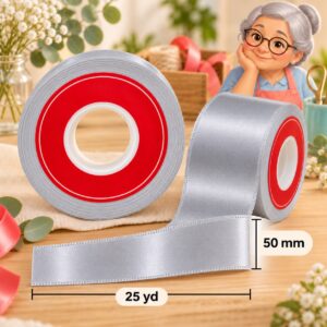 Cinta de Raso Gris Plata 50 mm x 25 yd Cinta de raso gris plata de 50 mm x 25 yd estilo El Rincón de la Icha