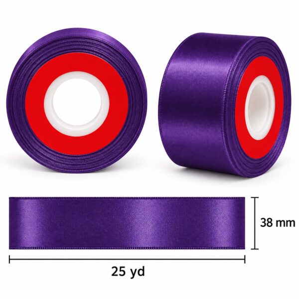 Cinta de Raso Morado Oscuro 38 mm x 25 yd Cinta de raso morado oscuro de 38 mm x 25 yd con medidas estilo El Rincón de la Icha