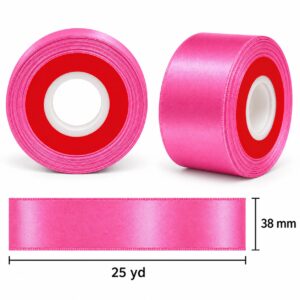 Cinta de Raso Rosada 38 mm x 25 yd Cinta de raso rosada de 38 mm x 25 yd con medidas estilo El Rincón de la Icha