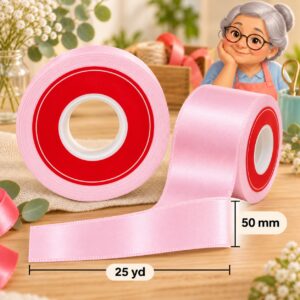 Cinta de Raso Rosado Claro 50 mm x 25 yd Cinta de raso rosada clara de 50 mm x 25 yd estilo El Rincón de la Icha