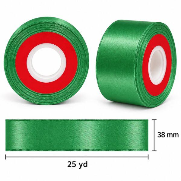 Cinta de Raso Verde 38 mm x 25 yd Cinta de raso verde de 38 mm x 25 yd con medidas estilo El Rincón de la Icha