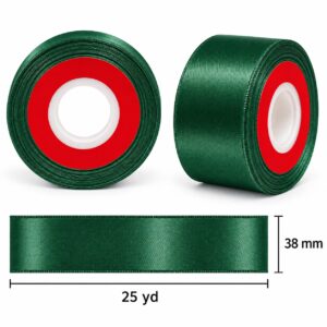 Cinta de Raso Verde Oscuro 38 mm x 25 yd Cinta de raso verde oscuro de 38 mm x 25 yd con medidas estilo El Rincón de la Icha