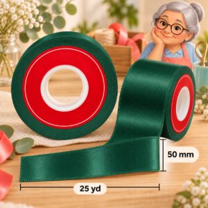 Cinta de Raso Verde Oscuro 50 mm x 25 yd Cinta de raso verde oscura de 50 mm x 25 yd estilo El Rincón de la Icha