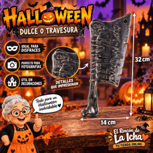 Cuchillo Carnicero Halloween Diseño Esqueleto 32 x 14 cm Cuchillo carnicero Halloween decorativo de 32 x 14 cm con diseño de esqueleto para disfraces y decoración de terror