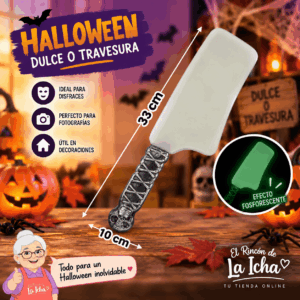 Cuchillo Carnicero Halloween Fosforescente 33 x 10 cm Cuchillo carnicero Halloween fosforescente de 33 x 10 cm para disfraces y decoración de terror