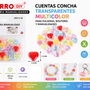 cuentas-concha-transparentes-multicolor-12mm-19g-manualidades Cuentas Concha Transparentes Multicolor 12 mm 19 g para Bisutería y Manualidades