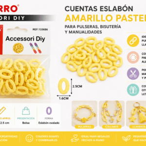 Cuentas Eslabón Amarillo Pastel 18 g para Pulseras y Manualidades Cuentas eslabón amarillo pastel de 18 g para pulseras, collares, llaveros, bisutería y manualidades DIY