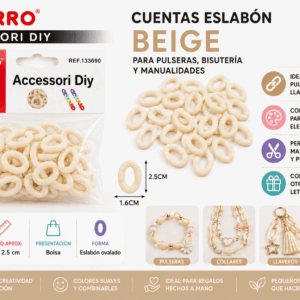 Cuentas Eslabón Beige 18 g para Pulseras y Manualidades Cuentas eslabón beige de 18 g para pulseras, collares, llaveros, bisutería y manualidades DIY