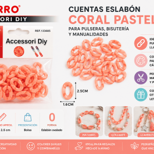 Cuentas Eslabón Coral Pastel 18 g para Pulseras y Manualidades Cuentas eslabón coral pastel de 18 g para pulseras, collares, llaveros, bisutería y manualidades DIY