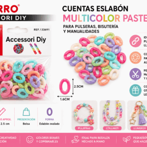 Cuentas Eslabón Multicolor Pastel 18 g para Pulseras y Manualidades Cuentas eslabón multicolor pastel de 18 g para pulseras, collares, llaveros, bisutería y manualidades DIY