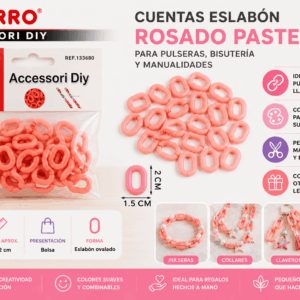 Cuentas Eslabón Rosado Pastel 18 g para Pulseras y Manualidades Cuentas eslabón rosado pastel de 18 g para pulseras, collares, llaveros, bisutería y manualidades DIY