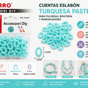 Cuentas Eslabón Turquesa Pastel 18 g para Pulseras y Manualidades Cuentas eslabón turquesa pastel de 18 g para pulseras, collares, llaveros, bisutería y manualidades DIY