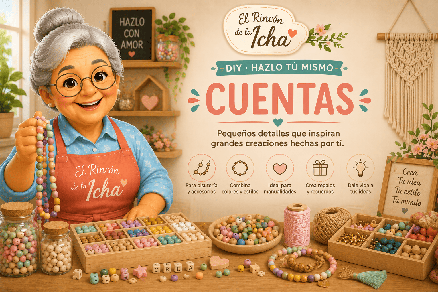 Cuentas para Manualidades y DIY | El Rincón de la Icha Cuentas para manualidades, bisutería, pulseras, collares y proyectos DIY