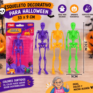 Esqueleto Decorativo para Halloween 33 x 9 cm – Color Surtido Esqueleto decorativo para Halloween de 33 x 9 cm disponible en colores surtidos