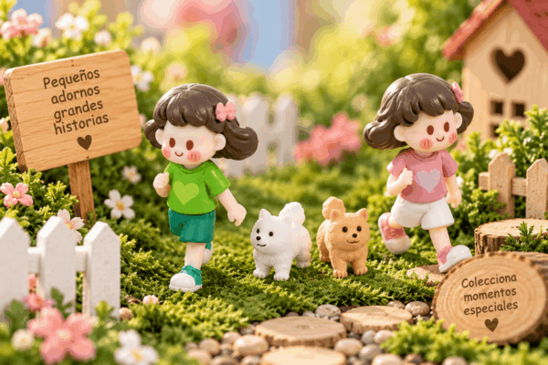 Figuritas Decorativas Niña con Perrito – 2 Piezas – Diseños Surtidos Set de 2 figuritas decorativas de niña con perrito en diseños surtidos, ideal para mini jardines, maquetas y escenarios creativos