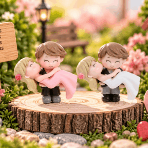 Figuritas Decorativas Pareja Romántica – 2 Piezas – Diseños Surtidos Set de 2 figuritas decorativas de pareja romántica en diseños surtidos, ideal para mini jardines, maquetas y escenarios creativos
