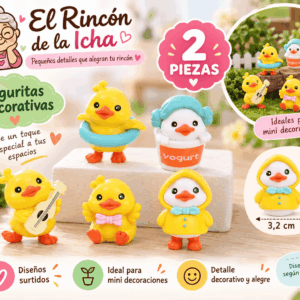 Set de 2 figuritas decorativas de patitos en diseños surtidos, de aproximadamente 3,2 x 3,8 cm