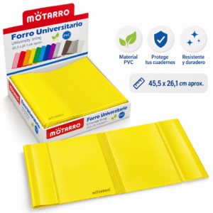 Forro Universitario Amarillo Mótarró 45,5 x 26,1 cm Forro universitario amarillo Mótarró de 45,5 x 26,1 cm para proteger cuadernos