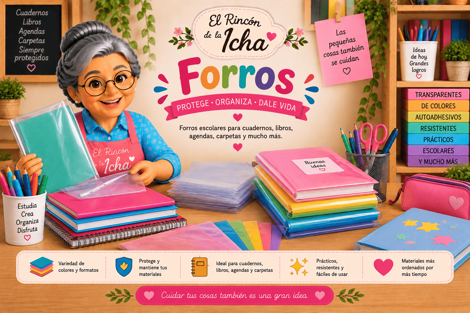 Forros Escolares para Cuadernos y Libros | El Rincón de la Icha Forros escolares para proteger cuadernos, libros, agendas y carpetas