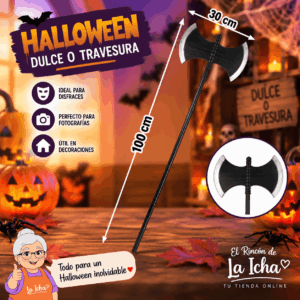 Hacha Doble Halloween Decorativa 100 x 30 cm Hacha doble Halloween decorativa de 100 x 30 cm para disfraces y ambientaciones de terror