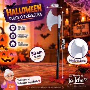 Hacha Halloween Decorativa 50 x 11 cm Hacha Halloween decorativa de 50 x 11 cm para disfraces y ambientaciones temáticas