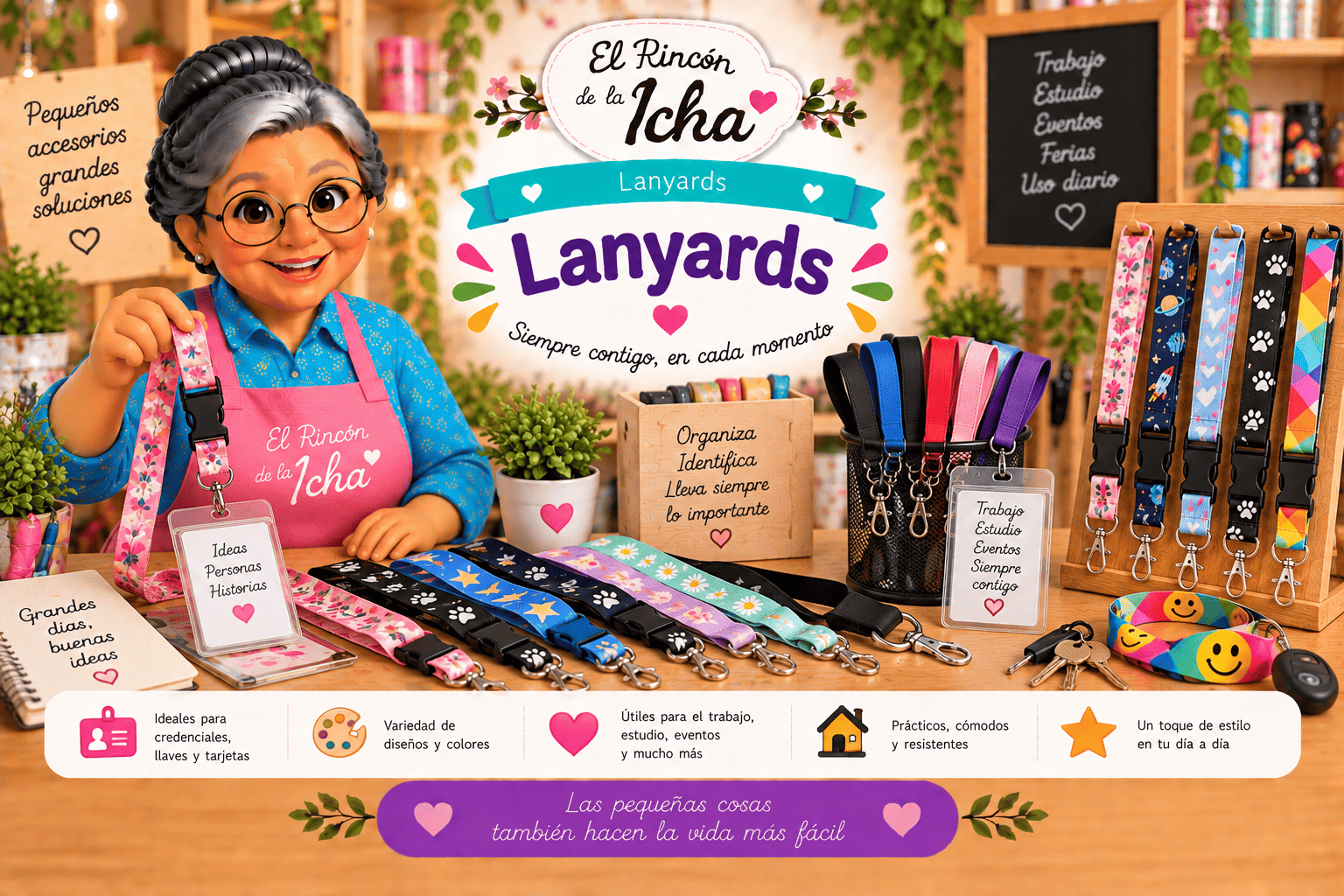 Lanyards para Credenciales, Llaves e Identificaciones | El Rincón de la Icha Lanyards de distintos diseños para credenciales, llaves, tarjetas e identificaciones