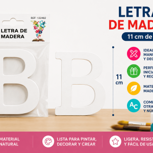 Letra B de Madera 11 cm para Manualidades y Decoración Letra B de madera de 11 cm para manualidades, decoración, nombres e iniciales personalizadas
