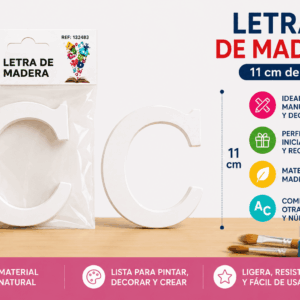 Letra C de Madera 11 cm para Manualidades y Decoración Letra C de madera de 11 cm para manualidades, decoración, nombres e iniciales personalizadas