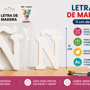 Letra Ñ de Madera 11 cm para Manualidades y Decoración Letra Ñ de madera de 11 cm para manualidades, decoración, nombres, apellidos y palabras personalizadas