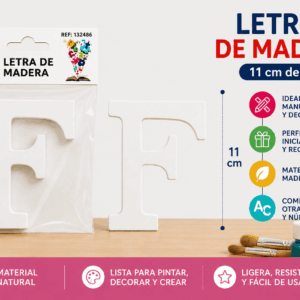 Letra F de Madera 11 cm para Manualidades y Decoración Letra F de madera de 11 cm para manualidades, decoración, nombres e iniciales personalizadas