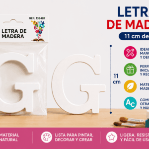 Letra G de Madera 11 cm para Manualidades y Decoración Letra G de madera de 11 cm para manualidades, decoración, nombres e iniciales personalizadas