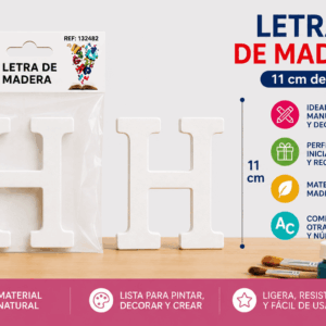 Letra H de Madera 11 cm para Manualidades y Decoración Letra H de madera de 11 cm para manualidades, decoración, nombres e iniciales personalizadas