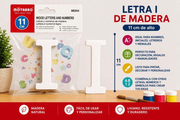 Letra I de Madera 11 cm para Manualidades y Decoración Letra I de madera de 11 cm para manualidades, decoración, nombres, iniciales y letreros personalizados
