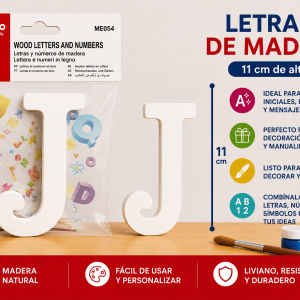 Letra J de Madera 11 cm para Manualidades y Decoración Letra J de madera de 11 cm para manualidades, decoración, nombres, iniciales y letreros personalizados