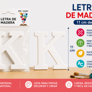 Letra K de Madera 11 cm para Manualidades y Decoración Letra K de madera de 11 cm para manualidades, decoración, nombres e iniciales personalizadas