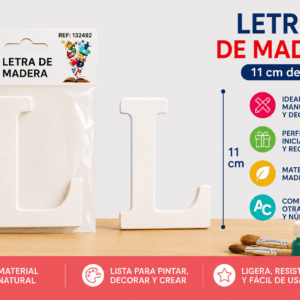 Letra L de Madera 11 cm para Manualidades y Decoración Letra L de madera de 11 cm para manualidades, decoración, nombres e iniciales personalizadas