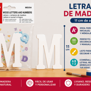 Letra M de Madera 11 cm para Manualidades y Decoración Letra M de madera de 11 cm para manualidades, decoración, nombres, iniciales y letreros personalizados